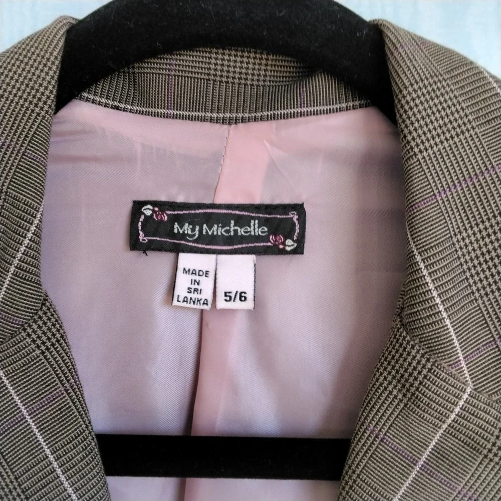 Vtg Y2K XS My Michelle Plaid Blazer Single-Breasted Coquette Preppy Office Siren